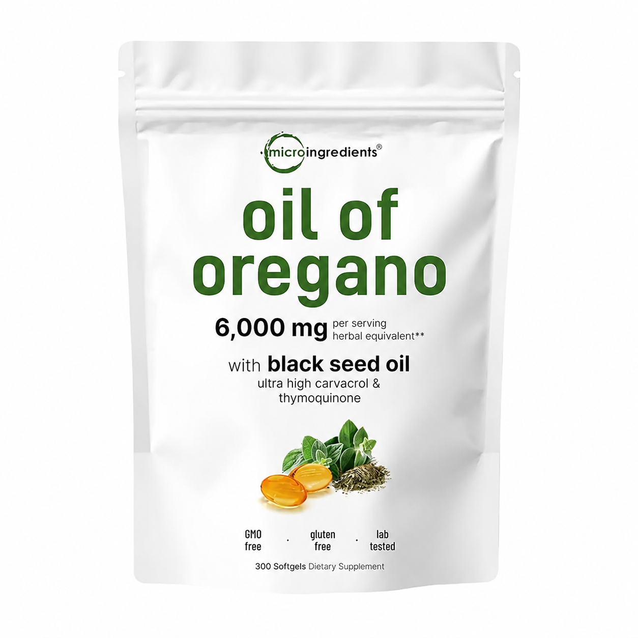 300pcs Oregano Oil Capsule Antioxidant Protect Respiratory System Throat Improve Digestive System Gastrointestinal Discomfort