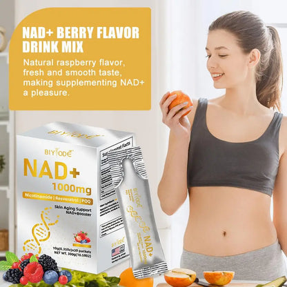 NAD+ Berry Flavor Drink Mix Niacinamide Mixed Drink Anti-Aging Support NAD+ Boosts Energy Production Promotes Immune Support