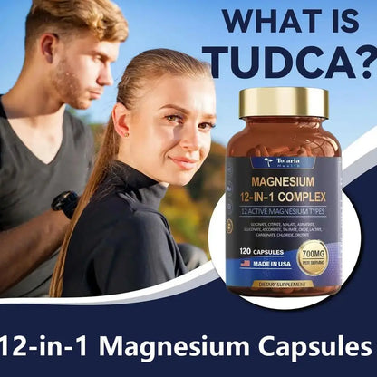 120pcs Magnesium Capsules, 12-in-1 Formula For Maximum Benefits Complex - Magnesium Glycinate, Citrate, Malate, L-Threonate