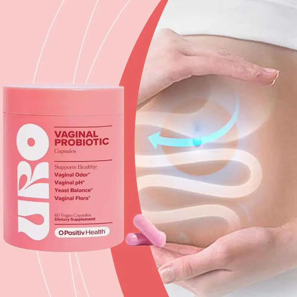 60Pcs/Bottle URO Women's Probiotics Capsules Prebiotics Vagina Health Maintain , PH , Yeast Balance Vaginal Care