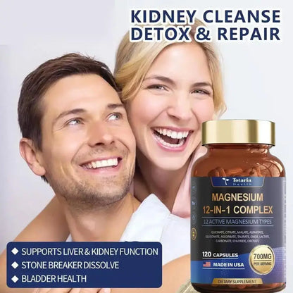120pcs Magnesium Capsules, 12-in-1 Formula For Maximum Benefits Complex - Magnesium Glycinate, Citrate, Malate, L-Threonate