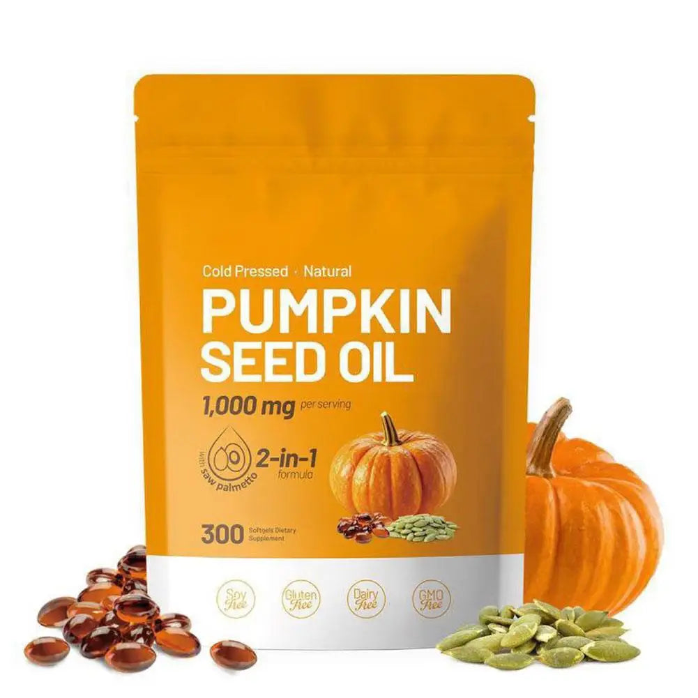 Pumpkin Seed Oil Supplement Promotes Hair Growth, Urinary Tract And Prostate Health, Cardiovascular Support 300 Capsules