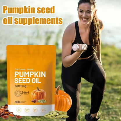 Pumpkin Seed Oil Supplement Promotes Hair Growth, Urinary Tract And Prostate Health, Cardiovascular Support 300 Capsules