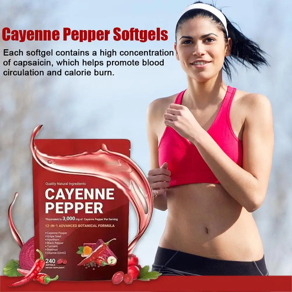 240pcs Cayenne Pepper Health Capsules 12-in-1 Advanced Botanical Formula Softgel Supplements Promotes Healthy Digestion New