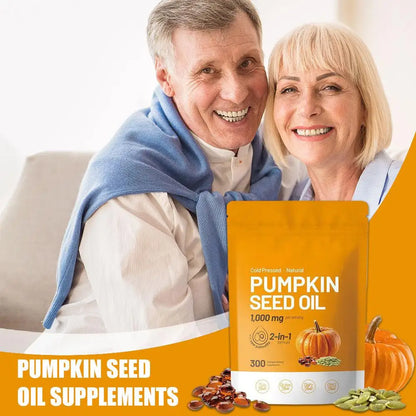Pumpkin Seed Oil Supplement Promotes Hair Growth, Urinary Tract And Prostate Health, Cardiovascular Support 300 Capsules