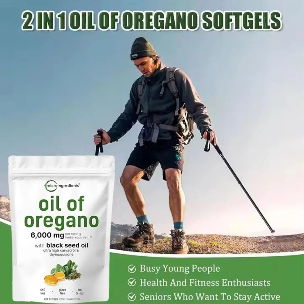 300pcs Oregano Oil Capsule Antioxidant Protect Respiratory System Throat Improve Digestive System Gastrointestinal Discomfort