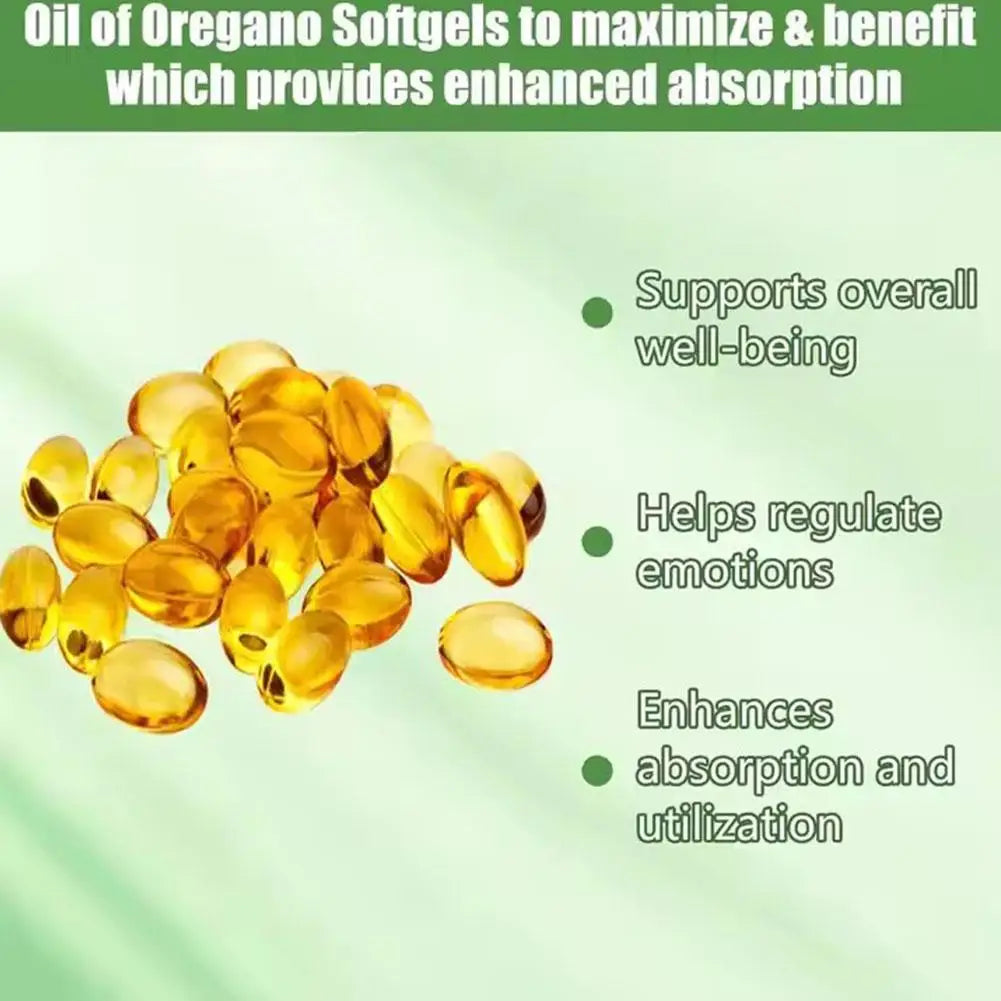 300pcs Oregano Oil Capsule Antioxidant Protect Respiratory System Throat Improve Digestive System Gastrointestinal Discomfort