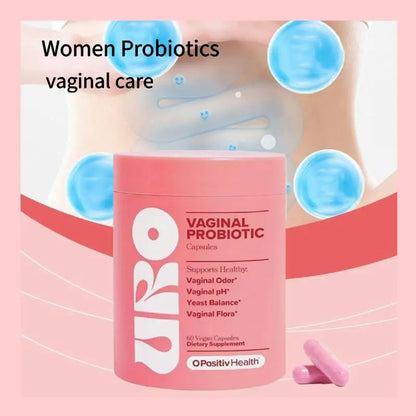 60Pcs/Bottle URO Women's Probiotics Capsules Prebiotics Vagina Health Maintain , PH , Yeast Balance Vaginal Care