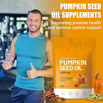 Pumpkin Seed Oil Supplement Promotes Hair Growth, Urinary Tract And Prostate Health, Cardiovascular Support 300 Capsules