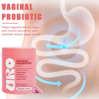 60Pcs/Bottle URO Women's Probiotics Capsules Prebiotics Vagina Health Maintain , PH , Yeast Balance Vaginal Care
