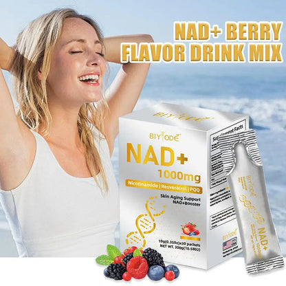 NAD+ Berry Flavor Drink Mix Niacinamide Mixed Drink Anti-Aging Support NAD+ Boosts Energy Production Promotes Immune Support
