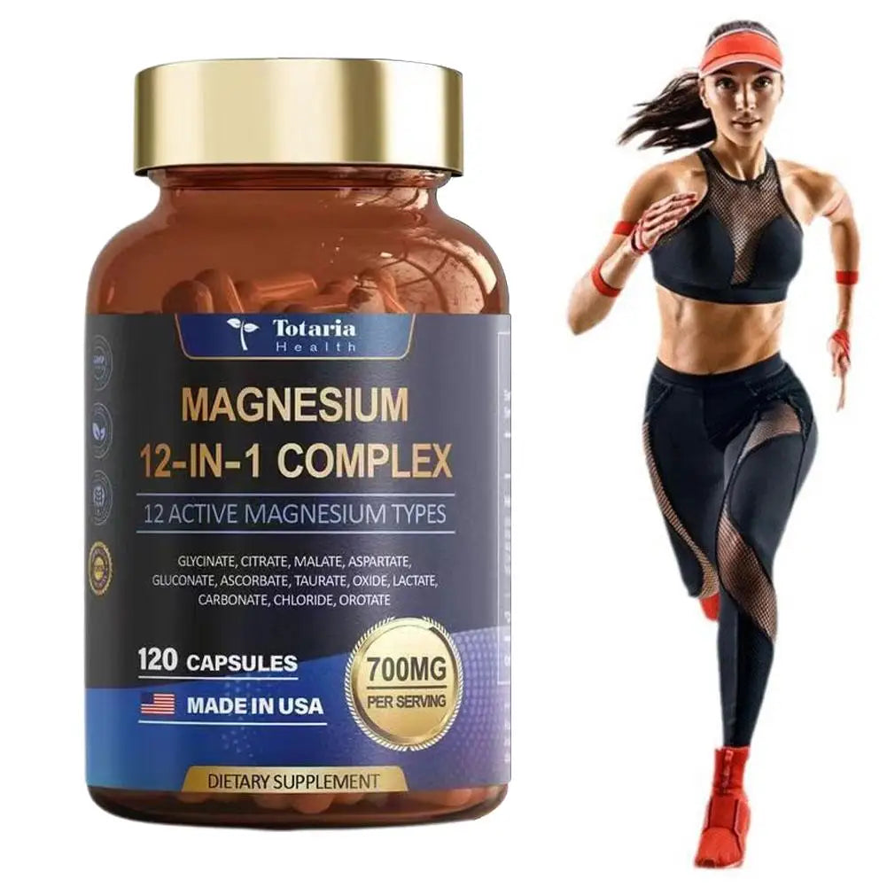 120pcs Magnesium Capsules, 12-in-1 Formula For Maximum Benefits Complex - Magnesium Glycinate, Citrate, Malate, L-Threonate