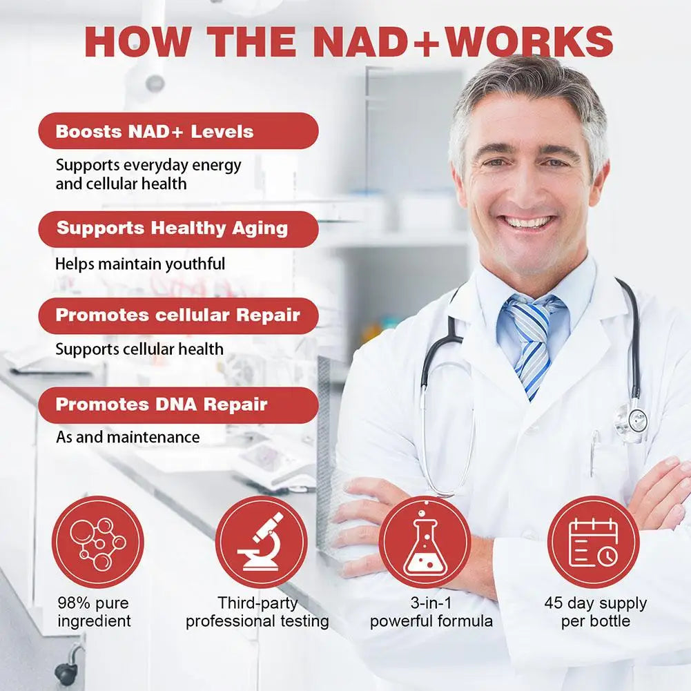 NAD+ Berry Flavor Drink Mix Niacinamide Mixed Drink Anti-Aging Support NAD+ Boosts Energy Production Promotes Immune Support
