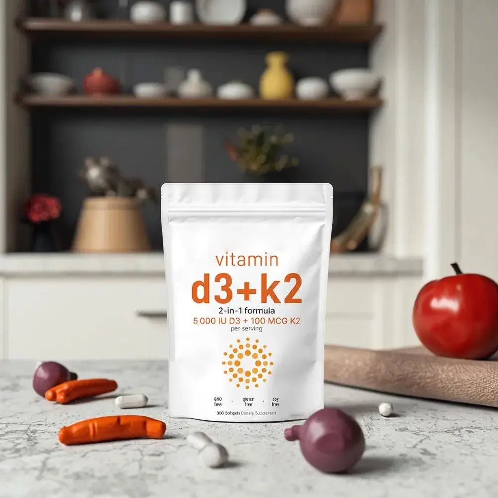300pcs Vitamin D3 K2 Capsules, Vitamin D3 5000iu & Vitamin K2 100mcg MK7 120 Vegan Softgels Boost Immunity, Vitamin Soft Capsule