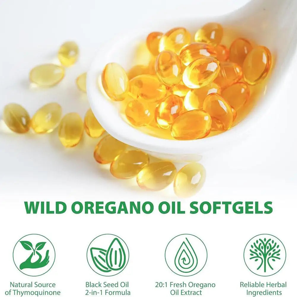300pcs Oregano Oil Capsule Antioxidant Protect Respiratory System Throat Improve Digestive System Gastrointestinal Discomfort