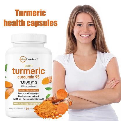 30pcs Turmeric Health Capsules With Black Pepper Supports Joint Health And Flexibility Dietary Supplement Vegetarian Antioxidant
