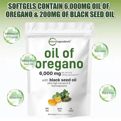 300pcs Oregano Oil Capsule Antioxidant Protect Respiratory System Throat Improve Digestive System Gastrointestinal Discomfort