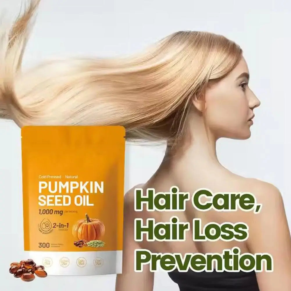 Pumpkin Seed Oil Supplement Promotes Hair Growth, Urinary Tract And Prostate Health, Cardiovascular Support 300 Capsules
