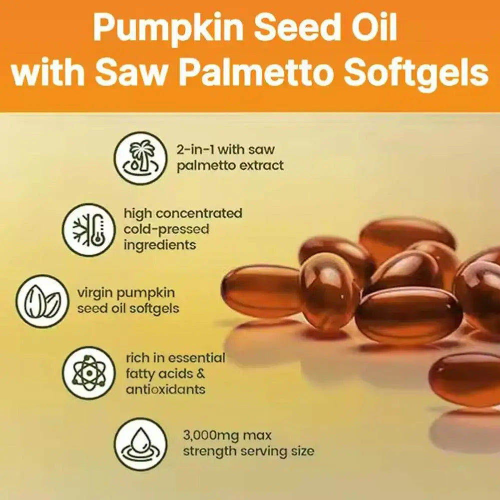 Pumpkin Seed Oil Supplement Promotes Hair Growth, Urinary Tract And Prostate Health, Cardiovascular Support 300 Capsules