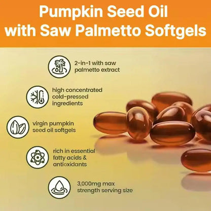 Pumpkin Seed Oil Supplement Promotes Hair Growth, Urinary Tract And Prostate Health, Cardiovascular Support 300 Capsules