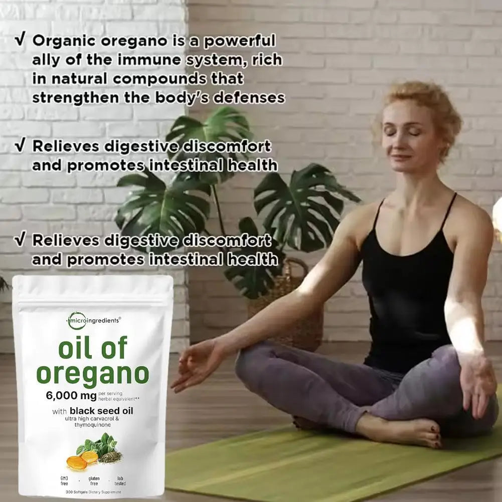 300pcs Oregano Oil Capsule Antioxidant Protect Respiratory System Throat Improve Digestive System Gastrointestinal Discomfort